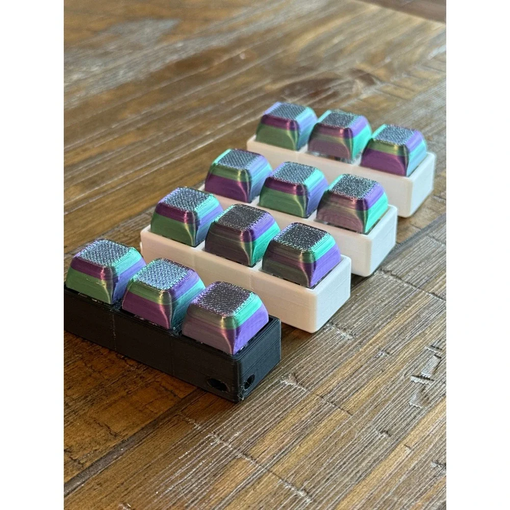 LOT Custom 3D Printed Artisan Keycaps Iridescent Purple Green Macro Pad 3-Key